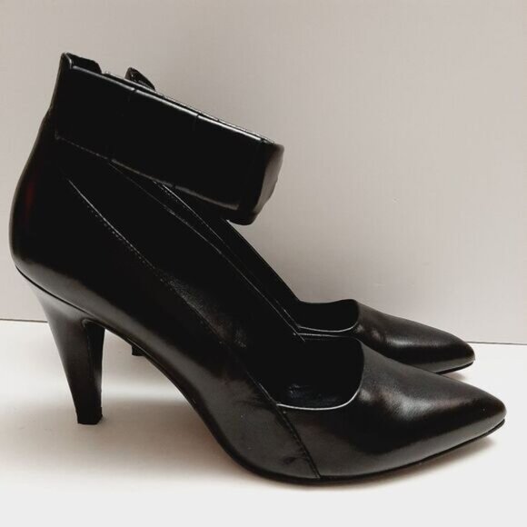 NINE WEST PrepSchool Ankle Strap Pointy Toe High Heel Pumps Black Sz 8.5 M - Picture 2 of 16